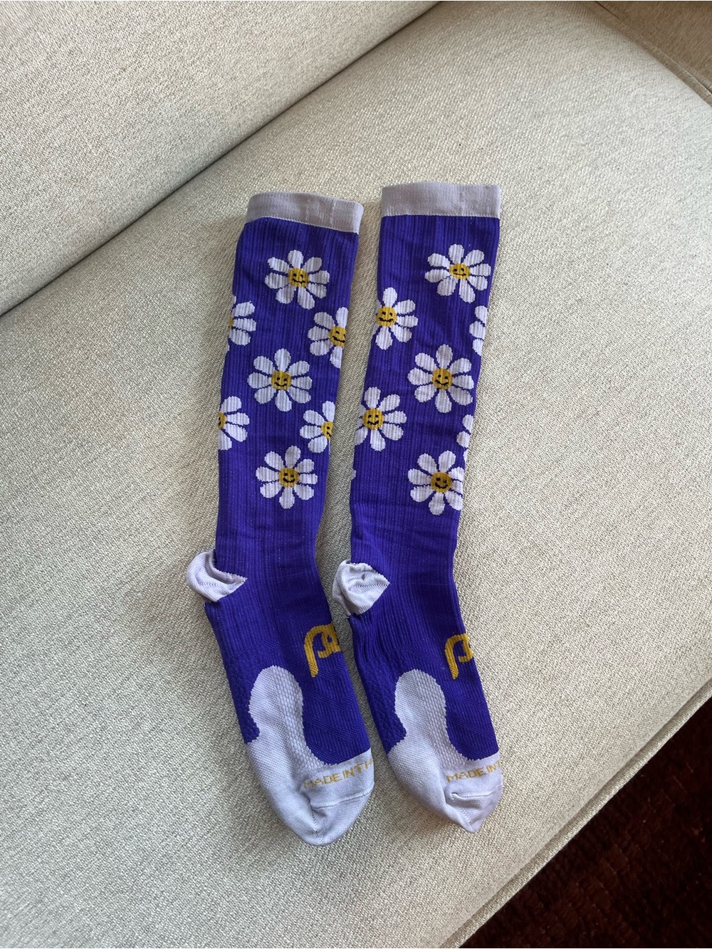 Purple Daisy Knee-High Compression Socks